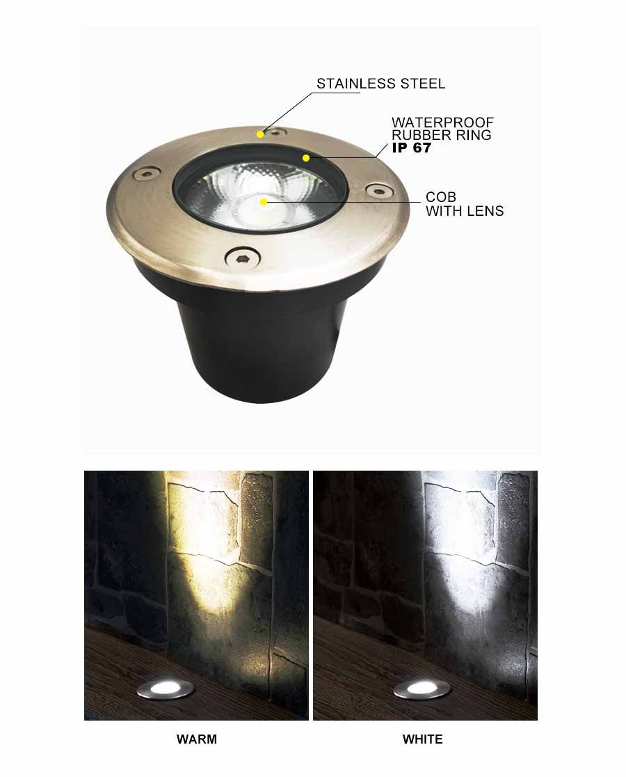 LED Well Landscape Lights 6W Warm White In-ground Landscape Lighting IP67 Waterproof Outdoor 12V-24V Low Voltage Landscape Lighting for Driveway Deck Step Garden Outdoor-6